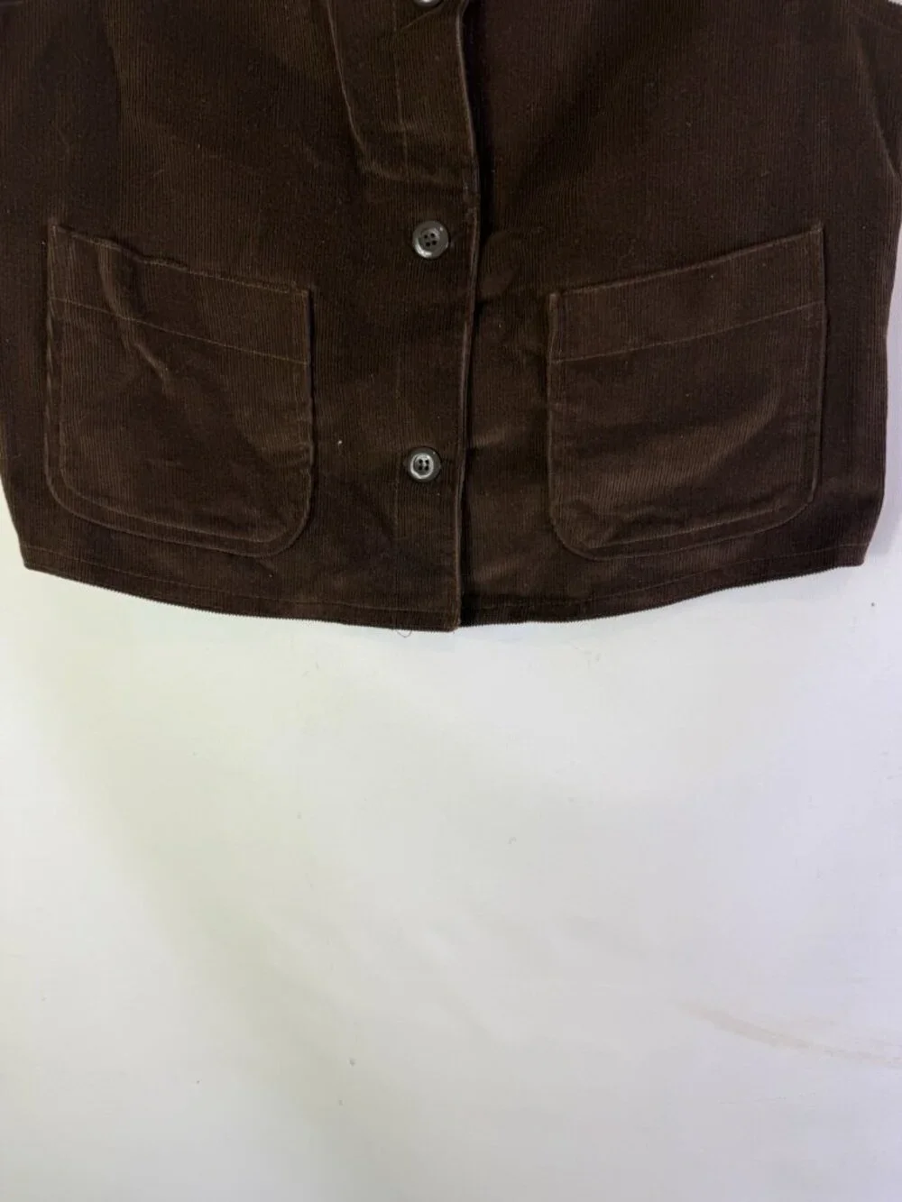 Vintage 70s Button Vest Jacket Micro Corduroy Pockets Hippy Rockabilly